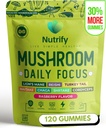 Nutrify 120 Mushroom Gummies Immune Support & Brain Performance Resilience & Memory Boost with Reishi, Cordyceps, Türkiye Tail, Maitake, Shiitake & Chaga Delicious Raspberry Flavor Vegan & Sugar Free