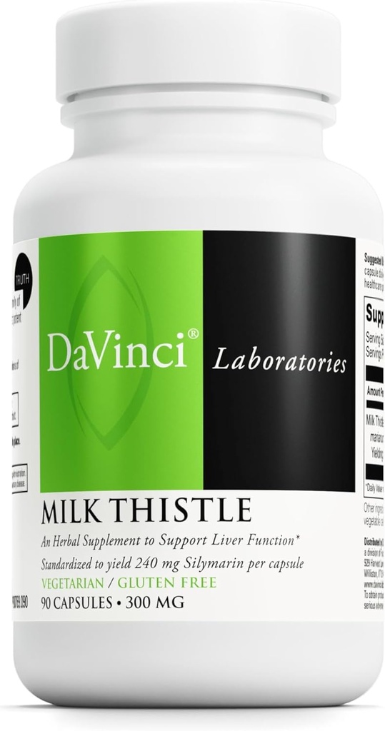 DAVINCI Laboratuvarları Süt Butle - Diyetsel Supplement Liver Detoxification and Function, Kidney Health ve Sağlıklı Digestion* - Milk Thistle ve More - Gluten-Free - 90 Vegetarian Capsules
