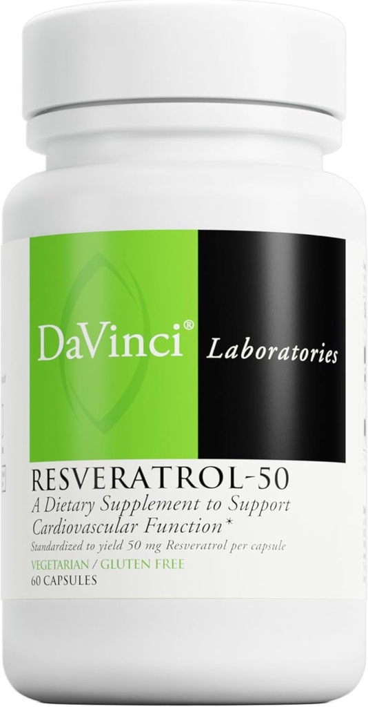 DAVINCI Laboratuvarları Resveratrol-50 - Immune System, Bone Health & Heart Health with Resveratrol* - Gluten-Free & Vegetarian - 60 Capsules