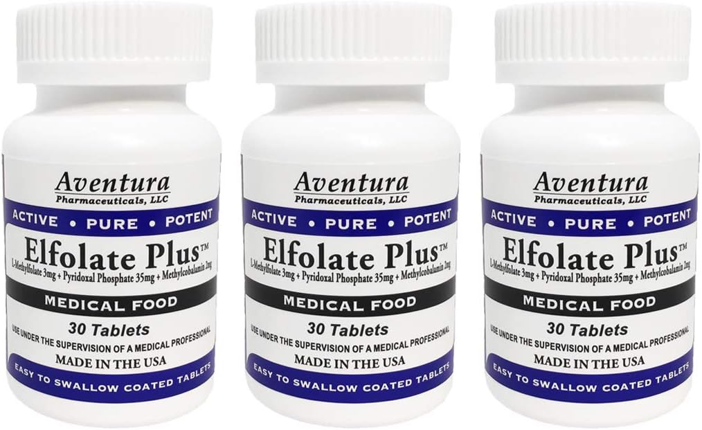 Plus® 3 mg 3 Pack L-Methylfolate Methylfolate Torchfolate Medical Food Supplement Professional Strength Active Pure Potent 30 Tablets