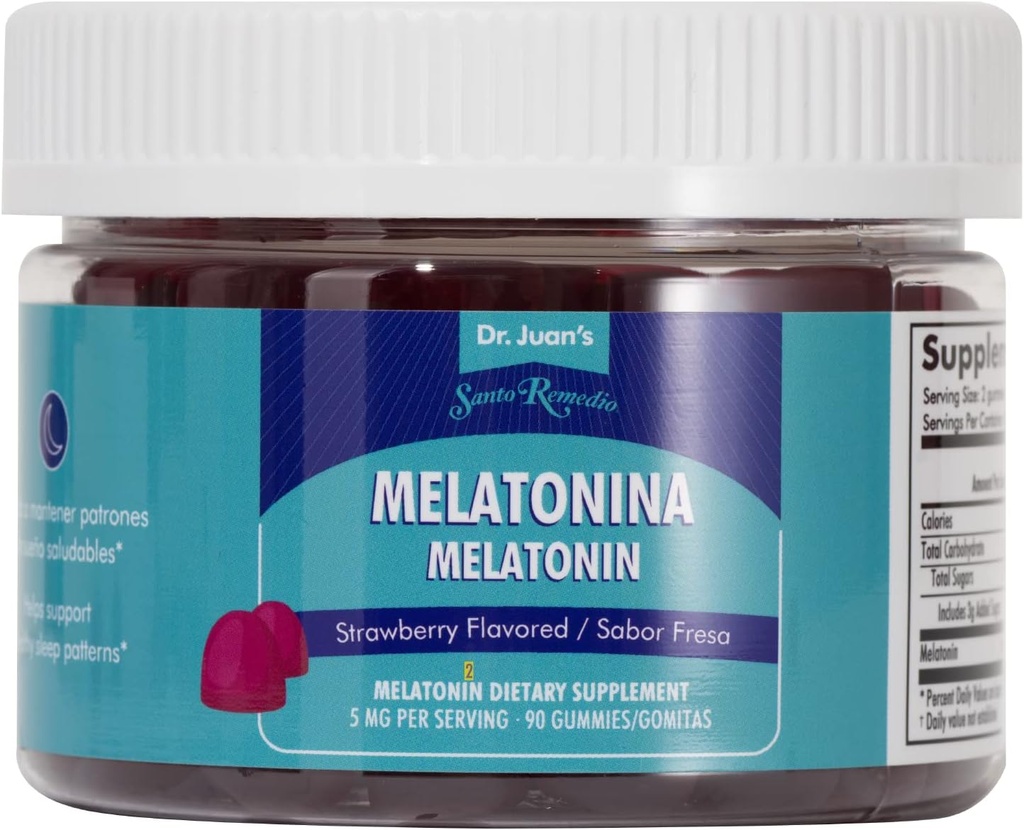 Santo Remedio Melatonin Gummies, Helps Induce Sleep, 5 mg per Service, 90 Gummies / 45 Hizmetler