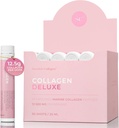 İsveç Collagen Deluxe | 12,500 mg Hydrolyzed Marine Collagen Liquid Supplement - 30 x 25 ml Daily Shots | Hyaluronic Acid, Biotin ve Vitamin C Sağlıklı Saçları Desteklemek için, Skin, Nails | Sugar-Free