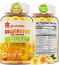 Τσίχλες Ginger Gummies για Nausea & Digestive Υποστήριξη, Στομάχι ανακούφιση, Ζάχαρη δωρεάν με Turmeric, Odorless Σκόρδο, Quercetin, βιταμίνη D3,Συμπληρώματα δυσπεψίας για Περιστασιακά Bloating & Gas, 2Pack