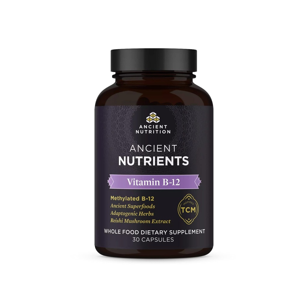 Eski Beslenme Vitamini B12 Tamam, Enerji Metabolism ve Nervous System Health, Adaptogen Herbs, Enzyme Aktif, Paleo & Keto Dostu, 30 Capsules