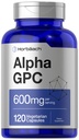 Horbäach Alpha GPC 600 mg | 120 Capsules | Vegetarian, Non-GMO & Gluten Free Choline Supplement | Supports Health Memory, Focus and Clarity