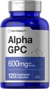 Horbäach Alpha GPC 600 mg | 120 Capsules | Vegetarian, Non-GMO & Gluten Free Choline Supplement | Supports Health Memory, Focus and Clarity