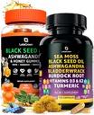 Sea Moss Capsules + Black Seed Oil Gummies Sche, 60 Black Seed Gummies + 120 Sea Moss Pills, Natural Defenses Support with Vitamins and Multi Minerals Supplement Sche