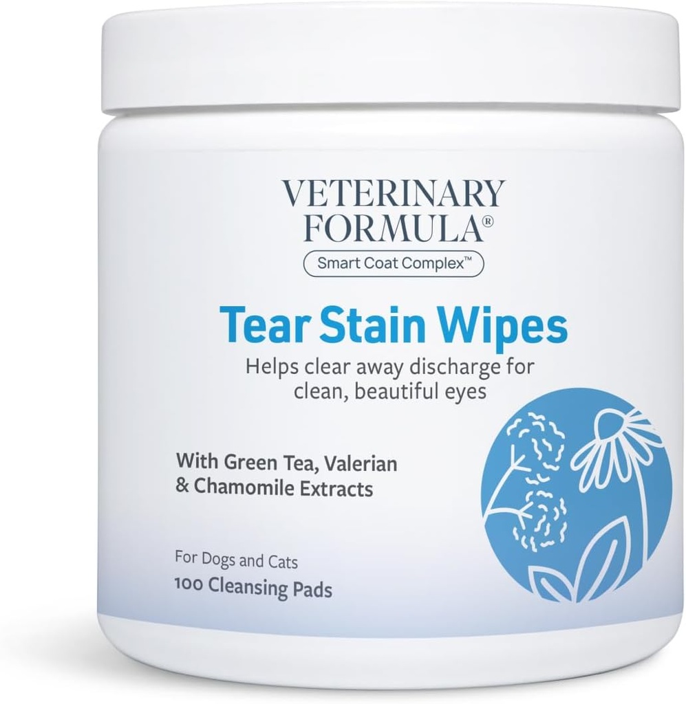 Veteriner Formula Smart Coat Kompleksi Göz + Face Wipes for Dogs & Cats, 100 ct – Gally Take Tear Stains, Clean Face Fur & Eye Discharge, Fragrance-Free, Pre-Moisted