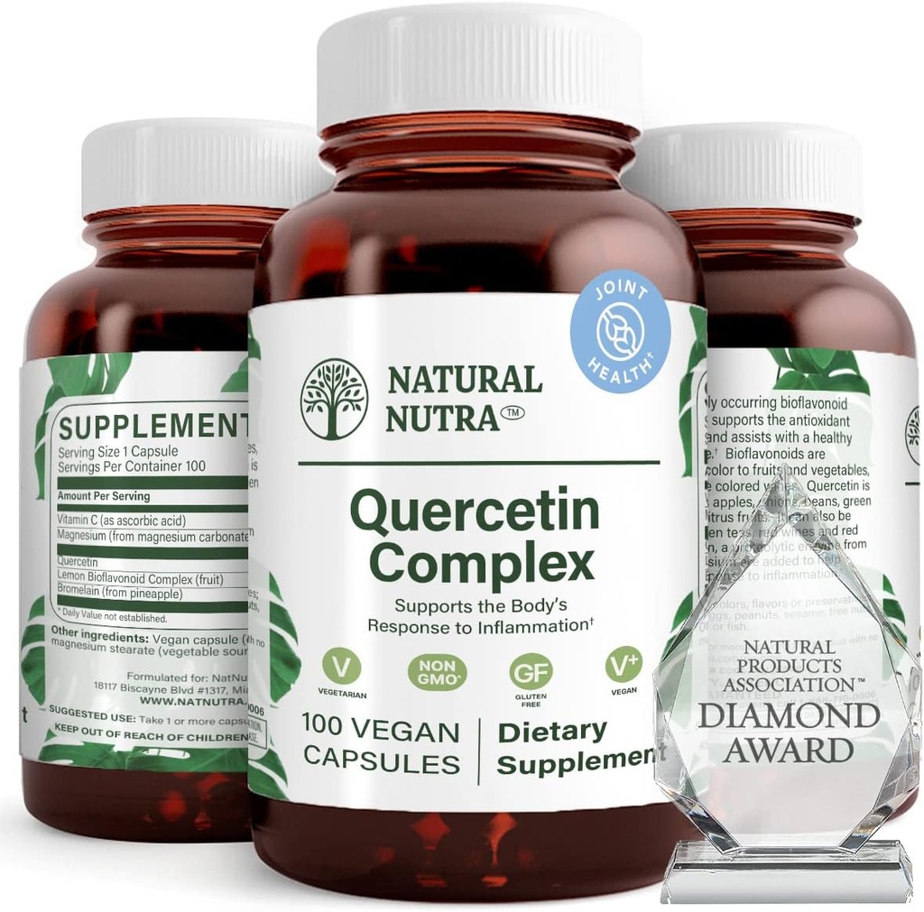 Doğal Nutra Quercetin Kompleksi Bromelain ve C C Citrus Bioflavonoid Supplement ile birlikte, Mevsimsel Değişiklikler ve Vücut Redness'e destek, Liver Health, 100 Vegan ve Vegetarian Capsules
