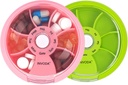 INVODA Weekly Pill Organizer 7 Karşılaştırmalı Günlük İlaçlar ve Vitaminler için Pill Box - Portatif Seyahat Pill Case Fish Oil Supplements Vitamins Organizer (Pink+Green)