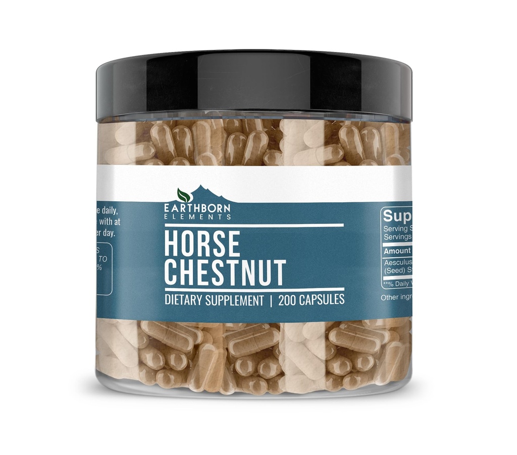 Earthborn Elements Horse Chestnut 200 Capsules, Pure & Undiled, No Wordss