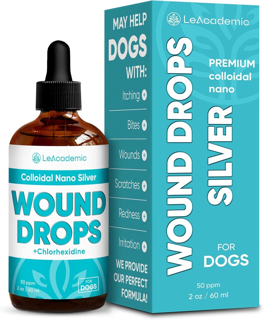 Dog Yara Care in Drops | Dog Cone Yardımcı Olabilir | Silver + Chlorhexidine Skin Irritation, Shanes, Bites, Redness ve Sutures After Surgery | 2 Oz