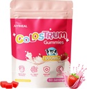 Colostrum Gummies, 1000 mg Grass Fed Colostrum Chews Colostrum Supplement for Gut Health, Hair Growth, Beauty, and Immune Support, Strawberry Flavor 60 Services