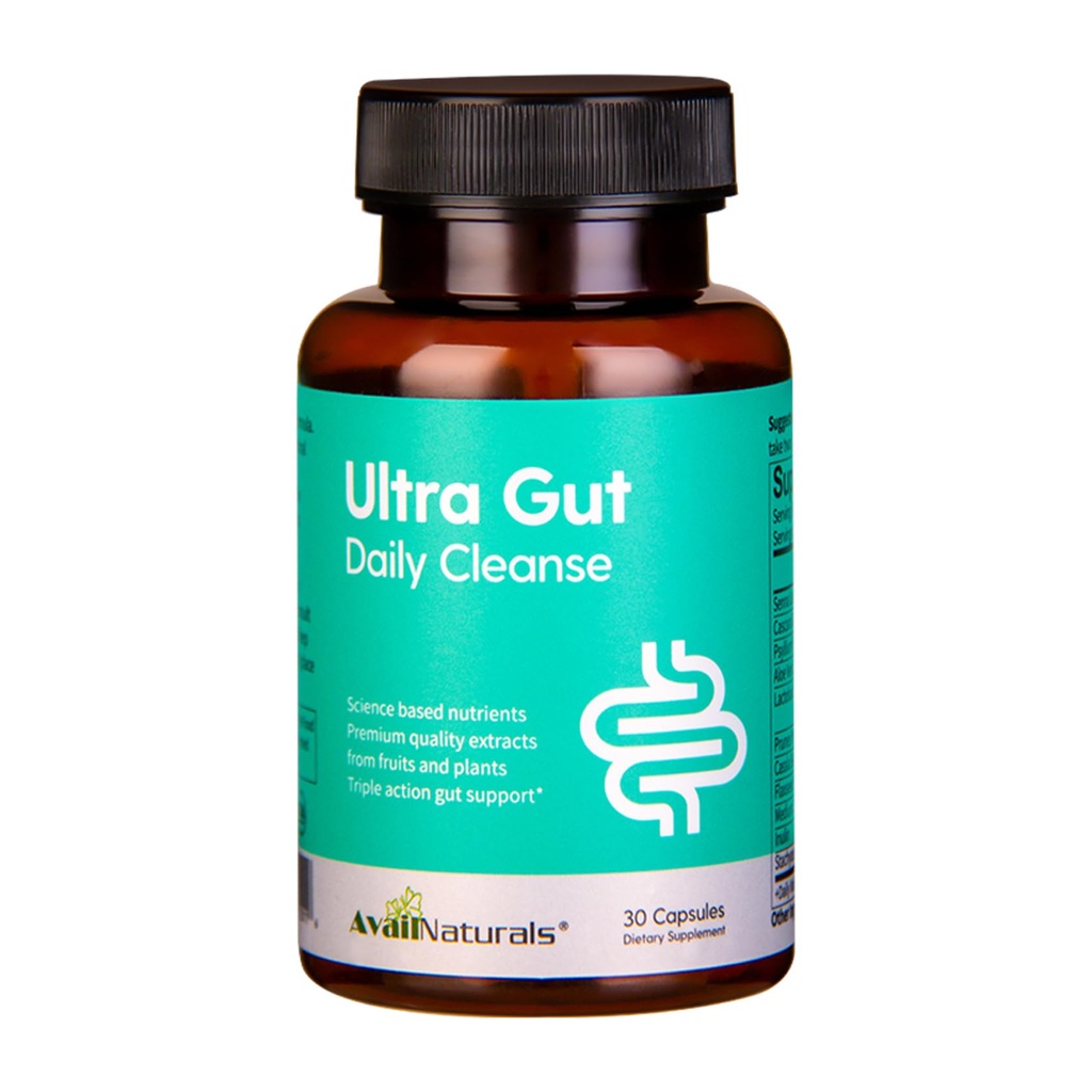 Avail Naturals Ultra Gut Daily Cleanse 15 Day Cleanse- With Senna Leaf Extract, Cassia Tohum, 2.5 Milyar Probiyotik ve Diyetsel Fiber,30 Capsules