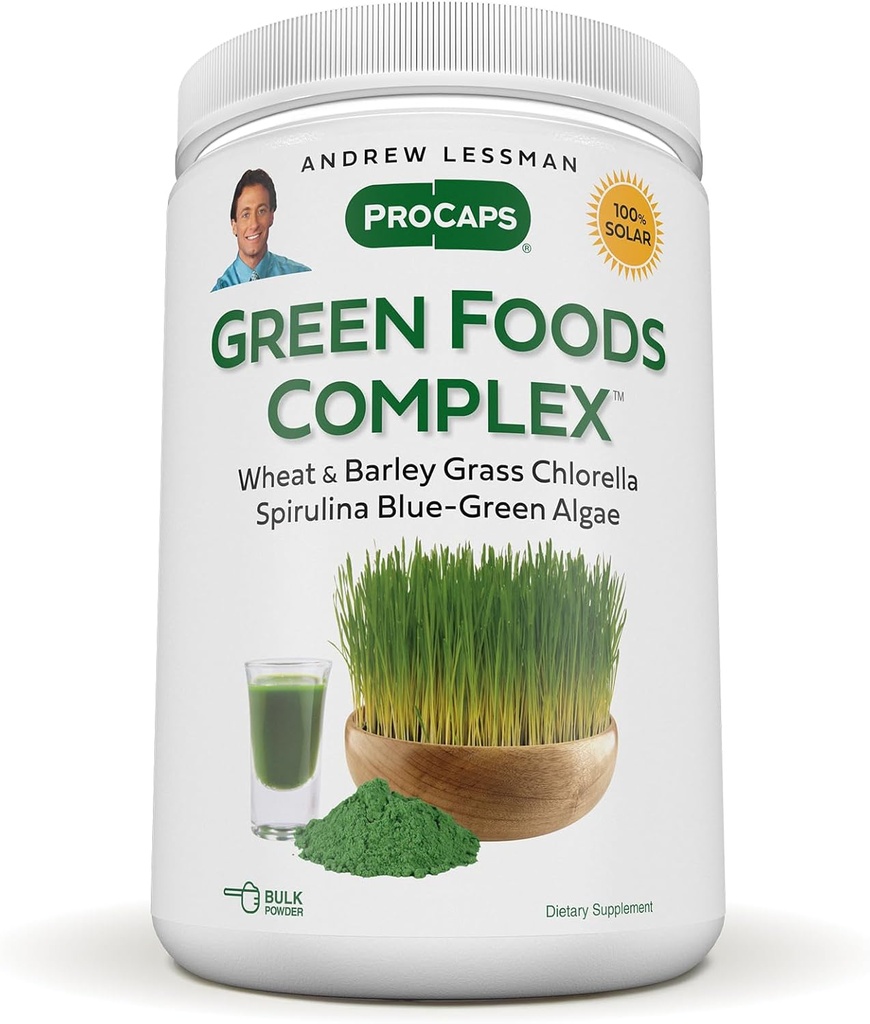 ANDREW LESSMAN Yeşil Gıdalar Kompleksi 600 Hizmet - Sağlıklı Doku Gelişimi için Malzeme Blokları, Canlı Destek. 100 mg Her Barley Grass, Buğday Grass, Blue Green Algae, Chlorella, Spirulina