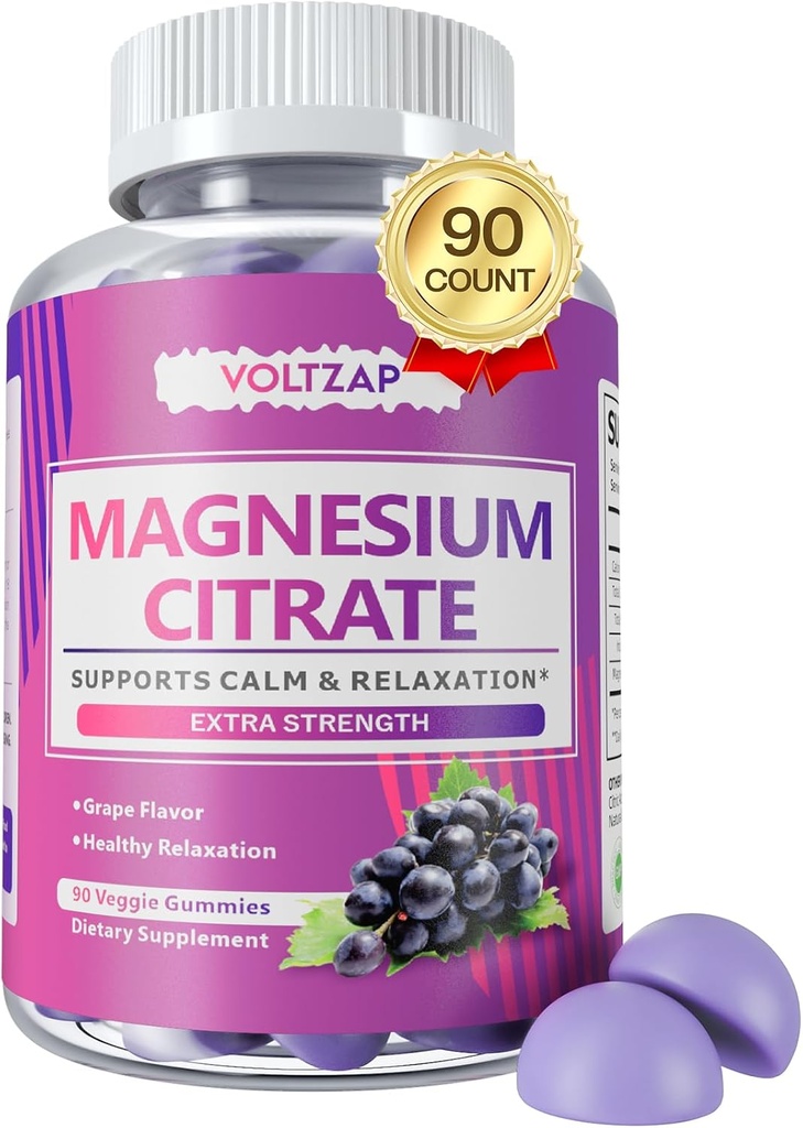 Calm için Magnezyum Gummies: Sağlık için Diyetsel Supplement - Magnezyum Citrate High Abors Supplement 90 Count (Pack of 1)