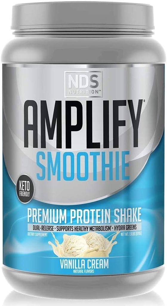 AMPLIFY NDS Beslenme Smoothie Premium Whey Protein Toz Shake eklenmiş Yeşiller ve Amino Asitler - Lean Kas Oluştur, Güçlü, Son Enerji ve Lose Fat - Vanilla (30 hizmet)