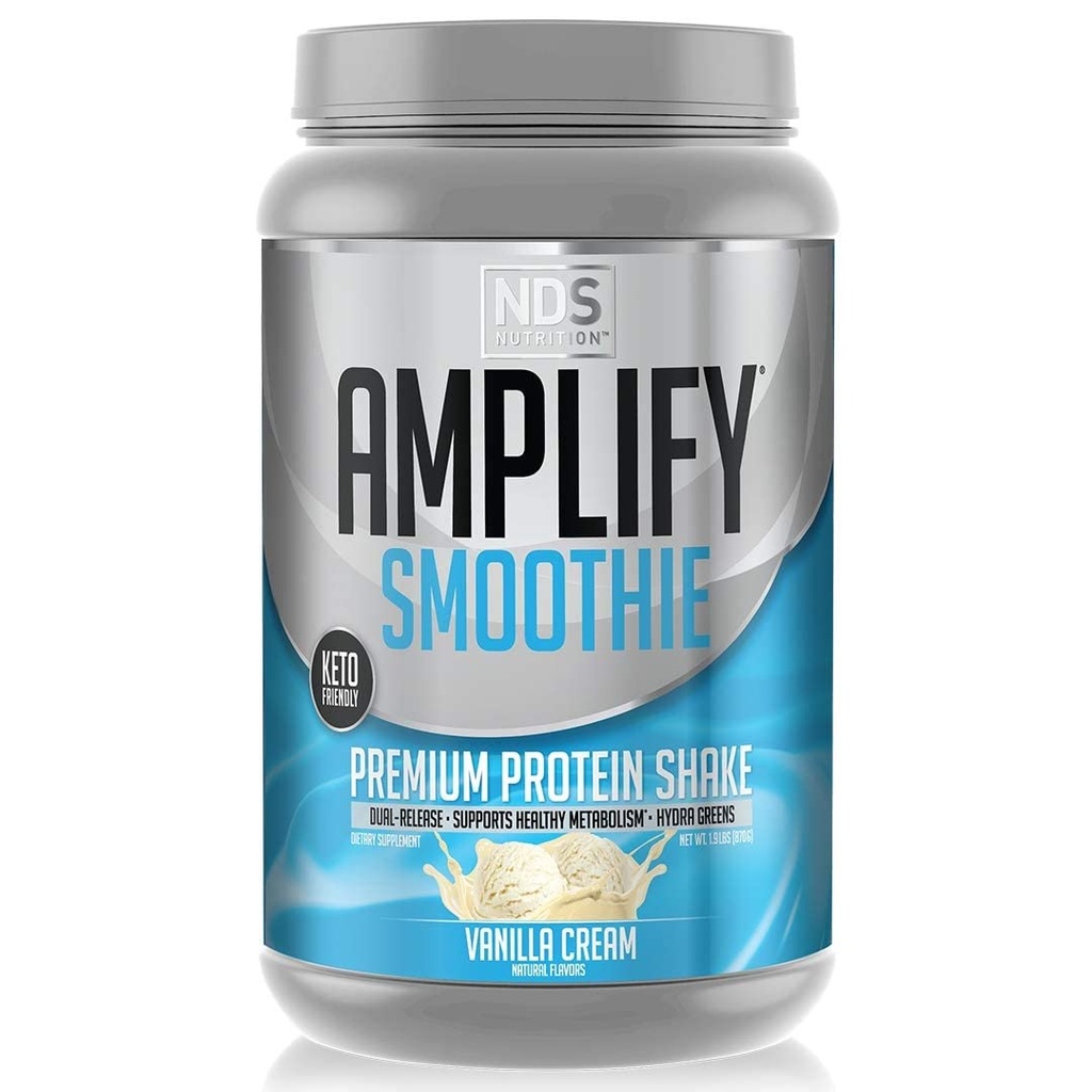 AMPLIFY NDS Beslenme Smoothie Premium Whey Protein Toz Shake eklenmiş Yeşiller ve Amino Asitler - Lean Kas Oluştur, Güçlü, Son Enerji ve Lose Fat - Vanilla (30 hizmet)