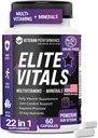 Elite Vitals – Erkekler Günlük Multivitaminler B12, Gluten Free Immune Support Supplement for Prostate, Joint & Energy with çinko, Green Tea, +20 Essential Vitaminler – 60 Caps