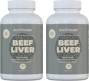 Zen Principles Beef Liver Supplement Grass-Fed, Pasture-Raized Cows. Desiccated Liver Supplement, Hormonlar veya GMO. Demir, protein, Vitaminlerden Doğal Enerji. 2-Pack, 360 Capsules.