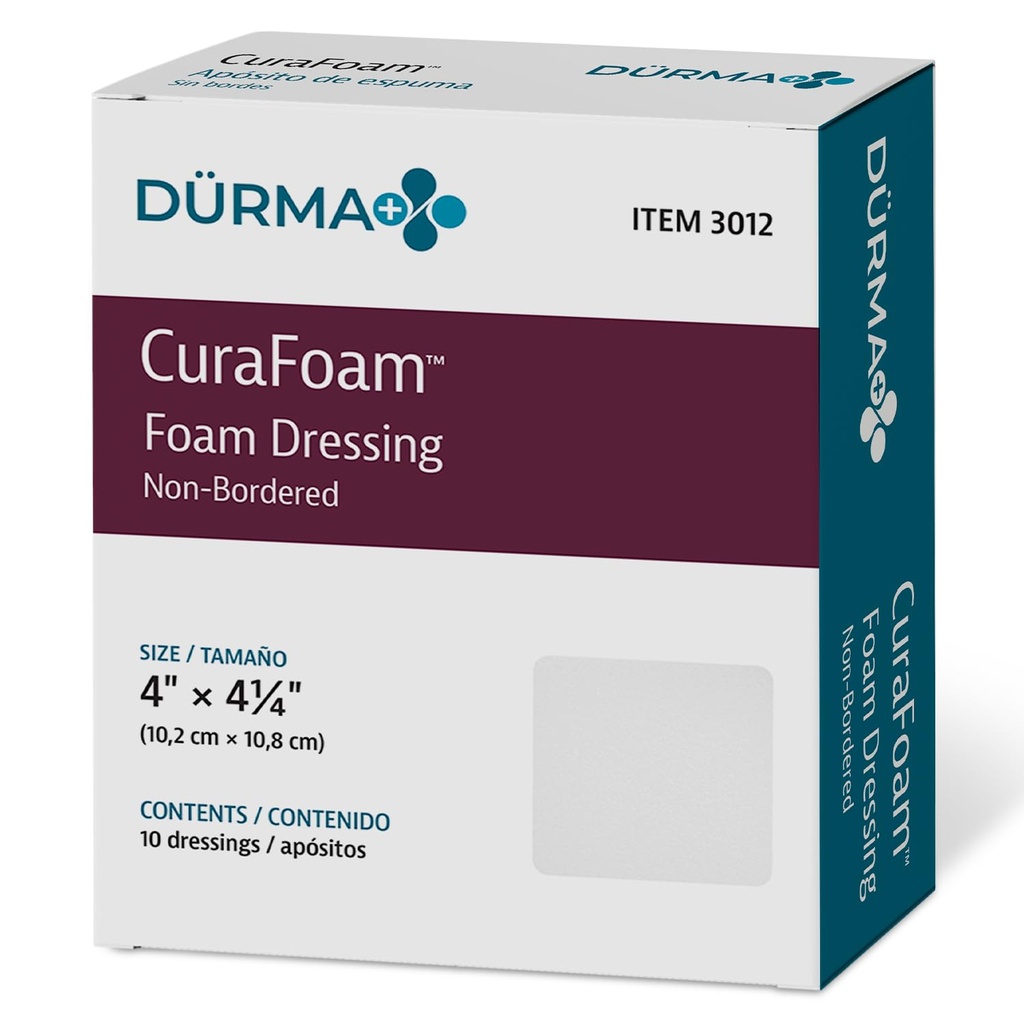 Dynarex 3012 CuraFoam Köpük Giyinme, siparişsiz, steril, Cushioned ve Moist Yara Bakımı, 4" x 425", 10 Paket