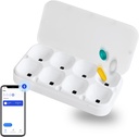 DEFI Smart Pillbox, Büyük, 8 Slots, Pill Organizer, Portable, Bluetooth, Easy to use, selfcare, with Alarm, Sound & Light, Daily, Compact Medicine Holder for Vitamins, Supplements, Free Torch app.