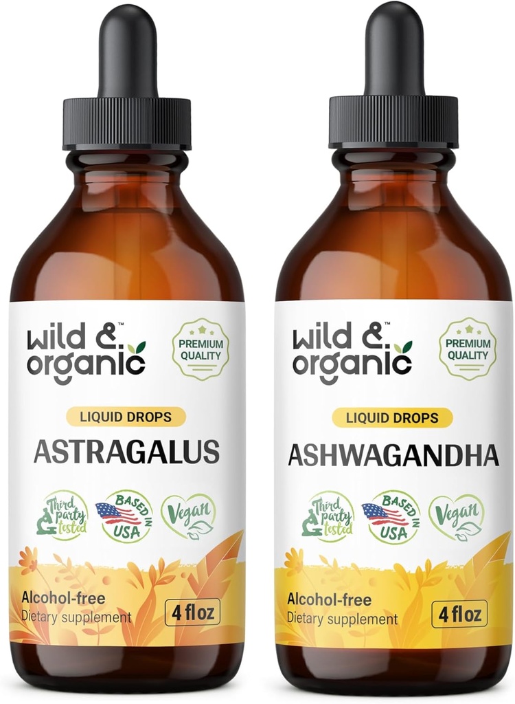 Άγρια & οργανικά Astragalus Βάμμα 4 fl oz & Ashwagandha Βάμμα 4 fl oz