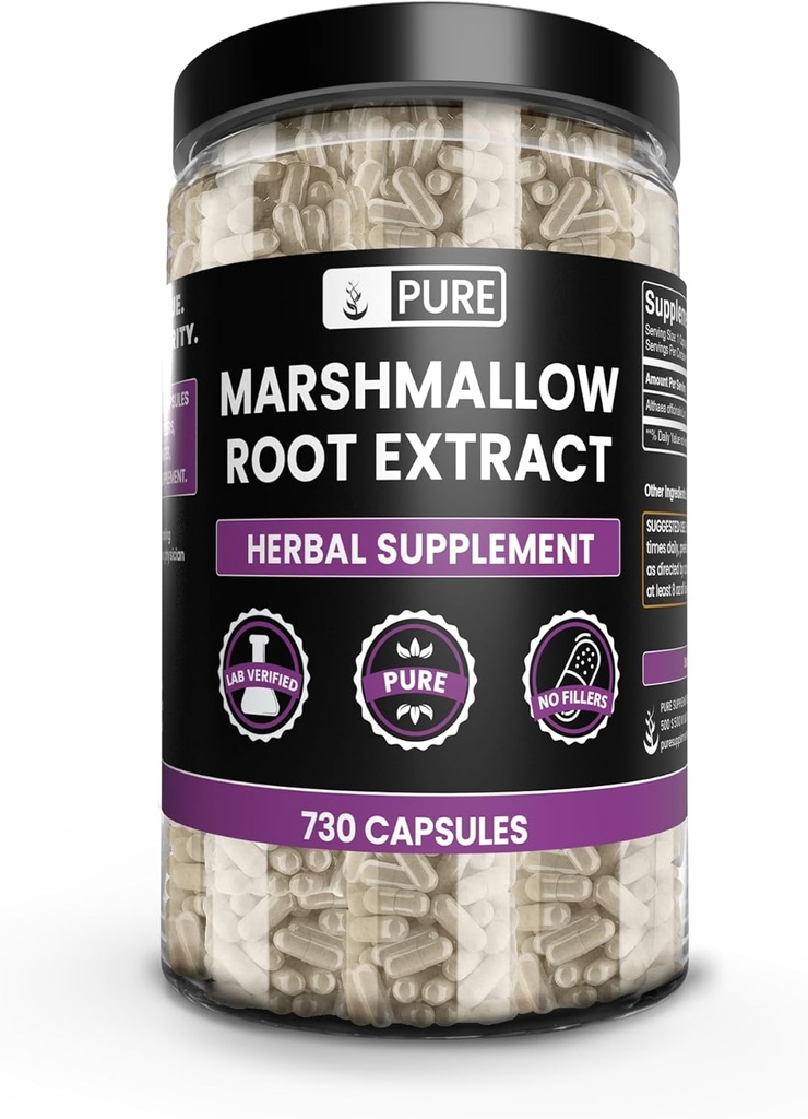 PURE ORIGINAL INGREDIENTS Marshmallow Root (730 Capsules) Magnezyum veya Rice Fillers, Always Pure, Lab TY