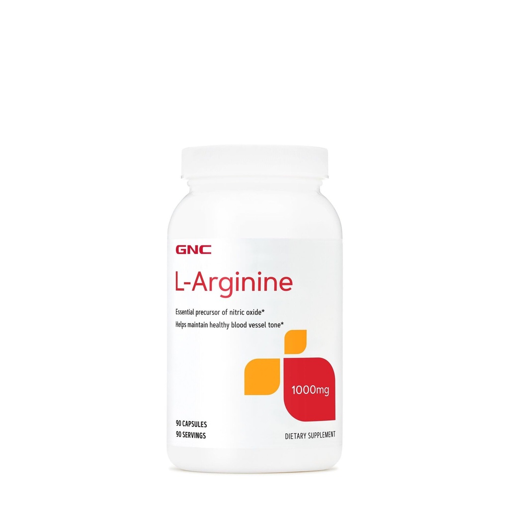 GNC L Arginine 1000 mg Supplement, Sağlıklı Kan Gemisini Destekliyor, 90 Hizmet