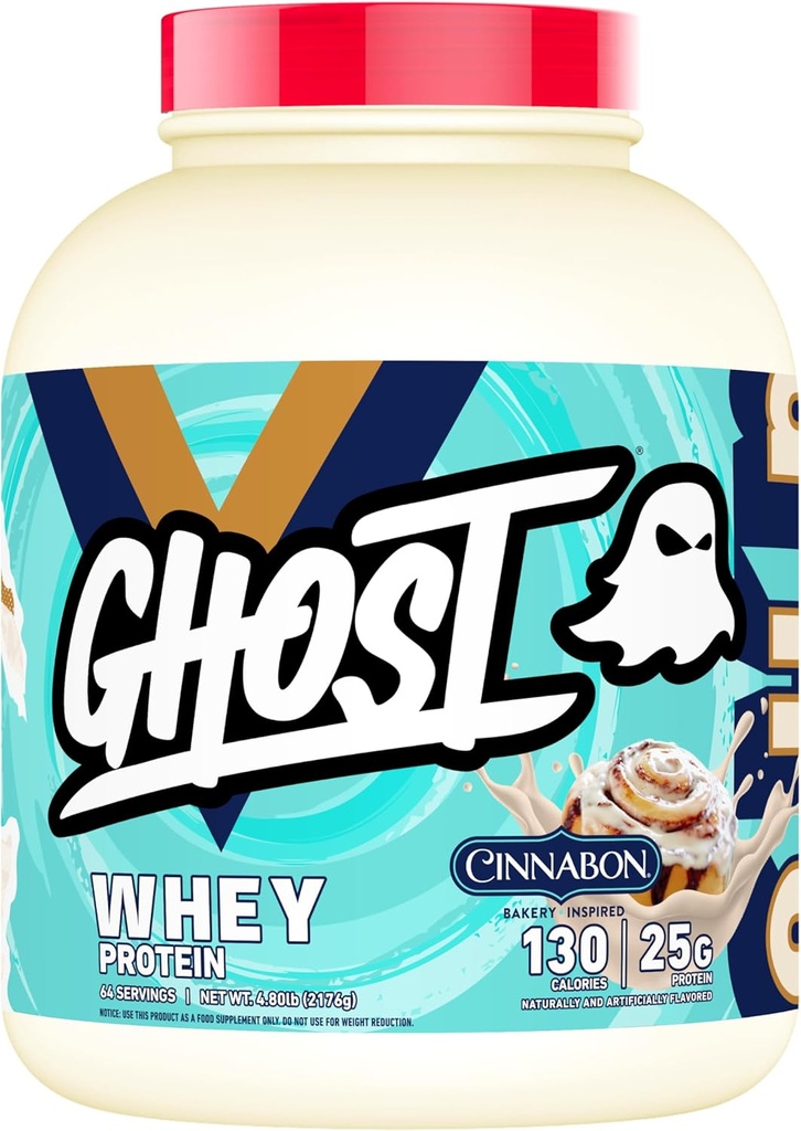 ΦΩΣΤΟ Whey Protein Powder, Cinnabon - 5LB, 25G Protein - Cinnamon Roll Flavored Isolate, Concent & Hydrolyzed Whey Protein Blend - Ανακινήσεις μετά την προπόνηση - Χωρίς σόγια και γλουτένη