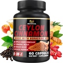 Ceylon Cinnamon Capsules with Berberine HCl, Apple Cider Vinegar, Turmeric, BTC, Black Pepper - 6in1 for Support Immune Function - 60 Count Count