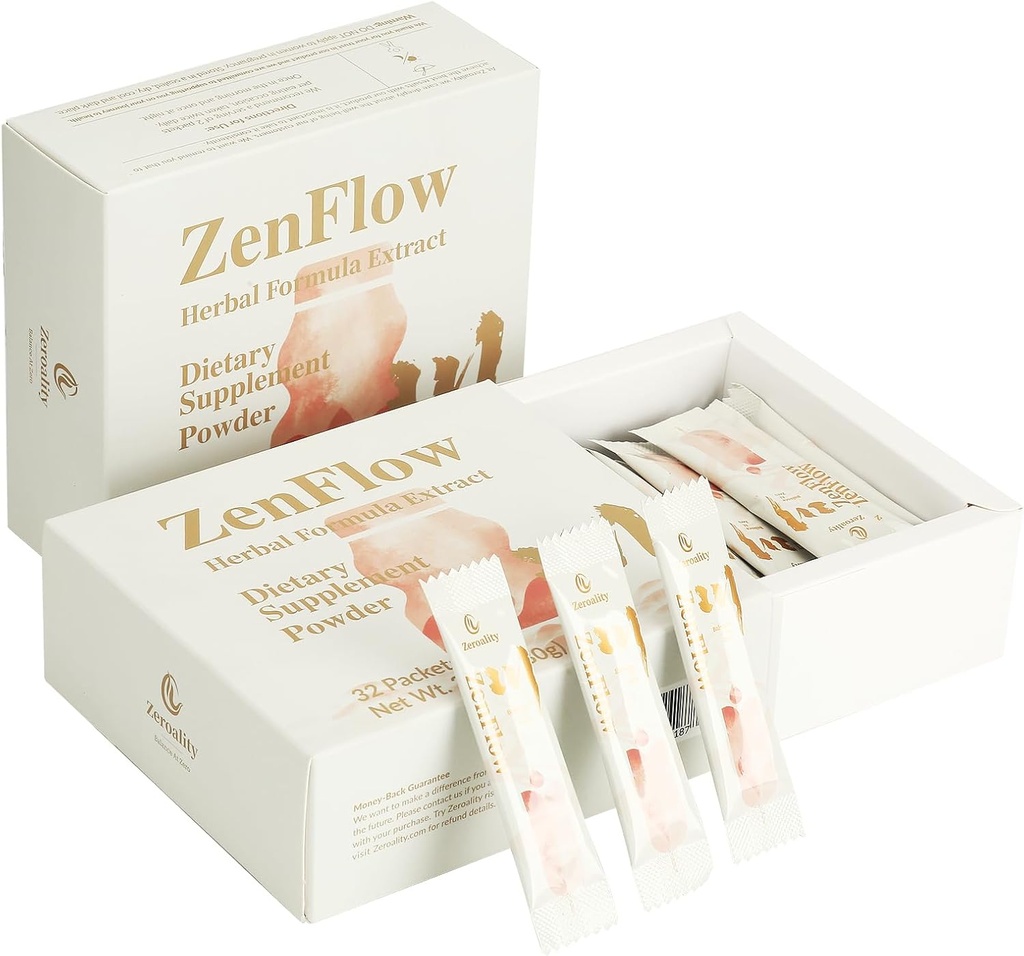 ZenFlow, PMS ve Menstrual Support Supplement, TCM, Dong Quai, Sağlıklı Uterus, Kideny ve Bladder, Urogenital Fonksiyonları Teşvik, Kadın Sağlığı, (64 Paketler - 2 Kutu)