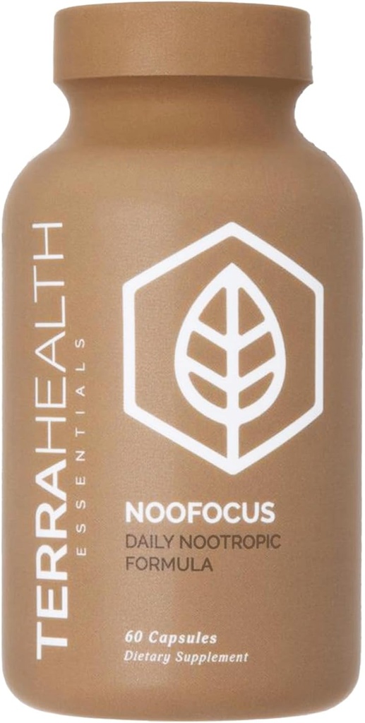 Terra Health Essentials NOOFOCUS - Nootropics Brain Support Supplement with Adaptogen Mushrooms, Alpha-GPC, Gotu Kola, L-Theanine for Focus & Memory - All Natural, 30 Day Supply