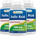 En İyi Doğal Folic Asit 1000 mcg (Vitamin B9), 240 Tablet (1000 mcg (Pack of 3))