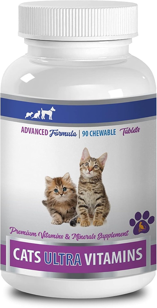 Kedi Dişleri Temizlik Tedavileri - Kediler için Ultra Vitaminler - Sağlıklı Mineraller ve Vitaminler Formula - Chews - Kedili - 1 Şişe (90 Tedavi)