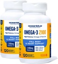 Oceanblue Professional 2100 mg | Triple Strength Omega 3 Fish Oil Supplement | Burpless | High Potency EPA DHA | Wild Caught - 120 Count (Pack of 2) Natural Orange Flavor