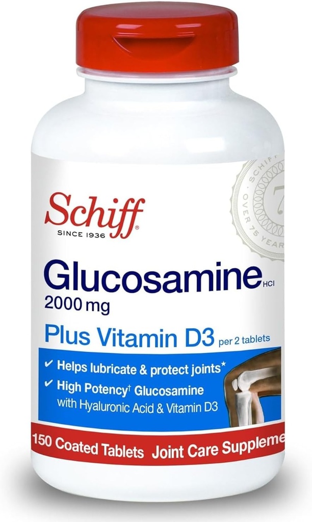 Schiff Glucosamine 2000mg with Vitamin D3 and Hyaluronic Acid, 150 tablets - Joint Supplement