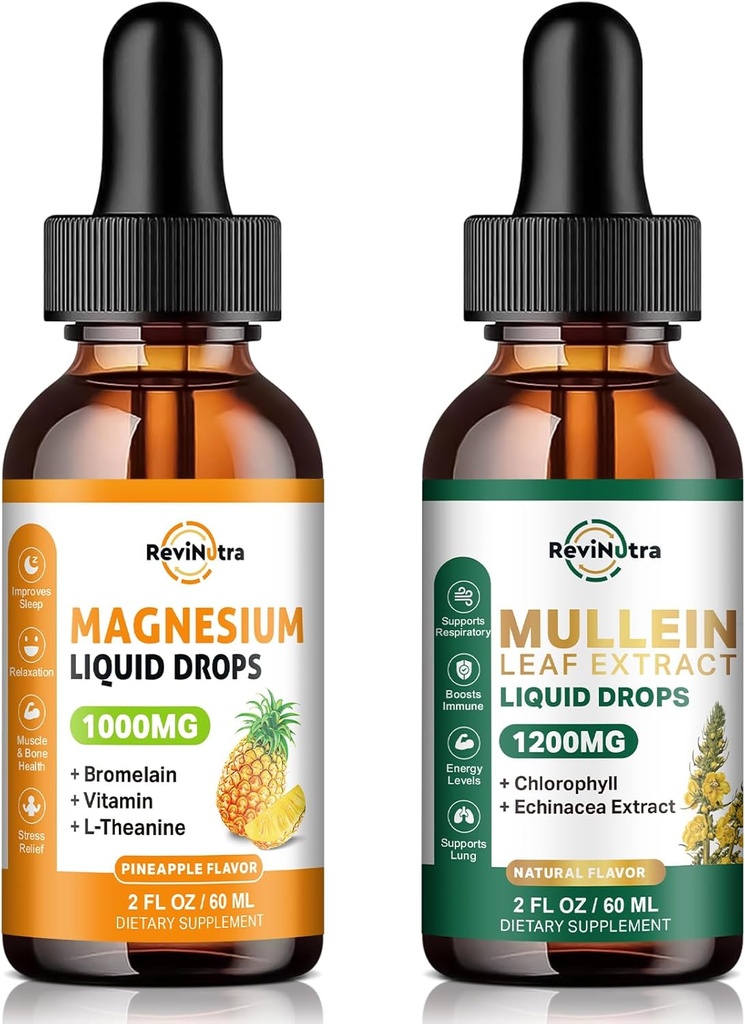 Sıvı Magnezyum Supplement & Mullein Drops for Lungs
