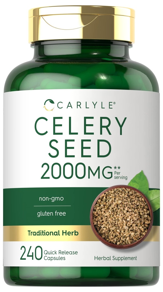 Carlyle Celery Seed Extract Capsules | 2000 mg | 240 Kont | Geleneksel Herb Supplement | Non-GMO ve Gluten Ücretsiz Formula