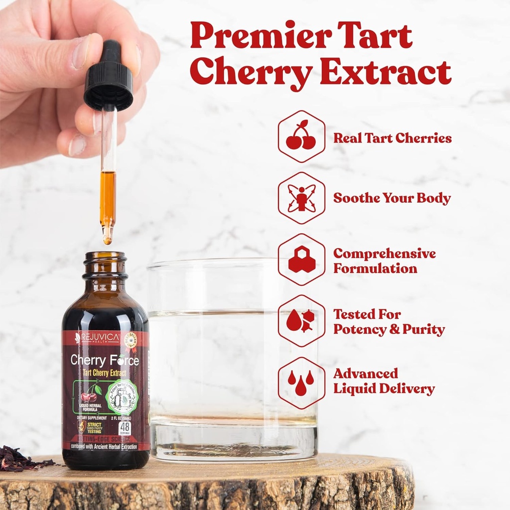 Gelişmiş Tart Cherry Extract - Real Tart Cherries - Phytonutrients'te Zengin - Daha İyi Aborpsiyon için Sıvı Türleme