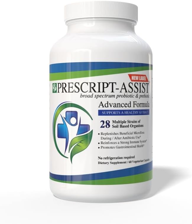 Prebiotics & Probiotics for Digestive & Immune Health with Pea Protein Advanced - Plant-Based 28 Strains Soil Microflora - Vegan, Supports Muscle Recovery & Gut Health, 60 Capsules by Prescript Assist