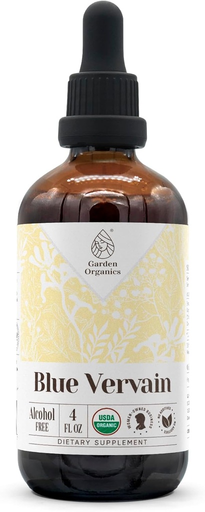 Blue Vervain USDA Organic Alcohol-Free Extract | Dietary Supplement, High-Potency Tincture | Natural Certified Organic Blue Vervain (Verbena Hastata) Dried Herb (4 oz)