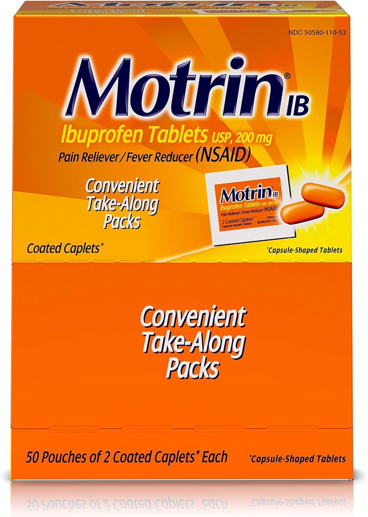 Motrin IB 48152 Ibuprofen Tabletler, 2 Kont (Paketi 50)