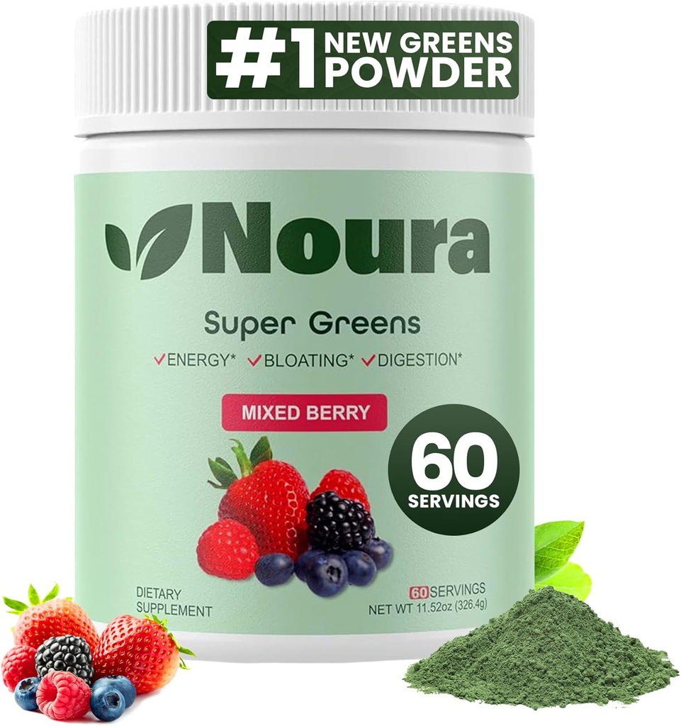 Super Greens Toz, 60 Hizmet - Immunity, Digestive Enzymes & Probiyotiks for Energy, Gut Health, Bloating Relief for Women - Greens Superfood Toz - Karma Berry