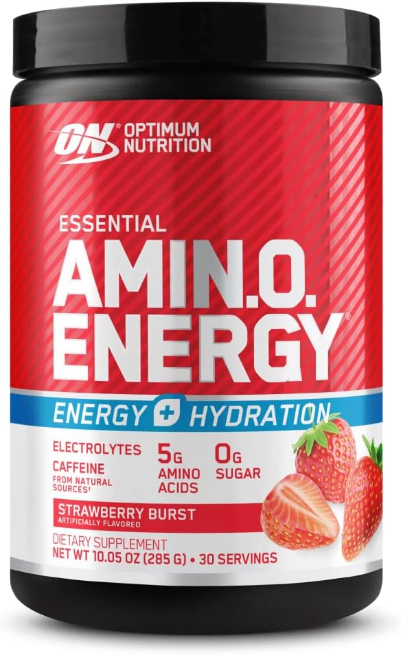 Optimum Beslenme Amino Enerji Toz Plus Focus, BCAA, Electrolytes ve Caffeine, Juicy Strawberry, 30 Hizmet (Pazar Mayıs Vary)