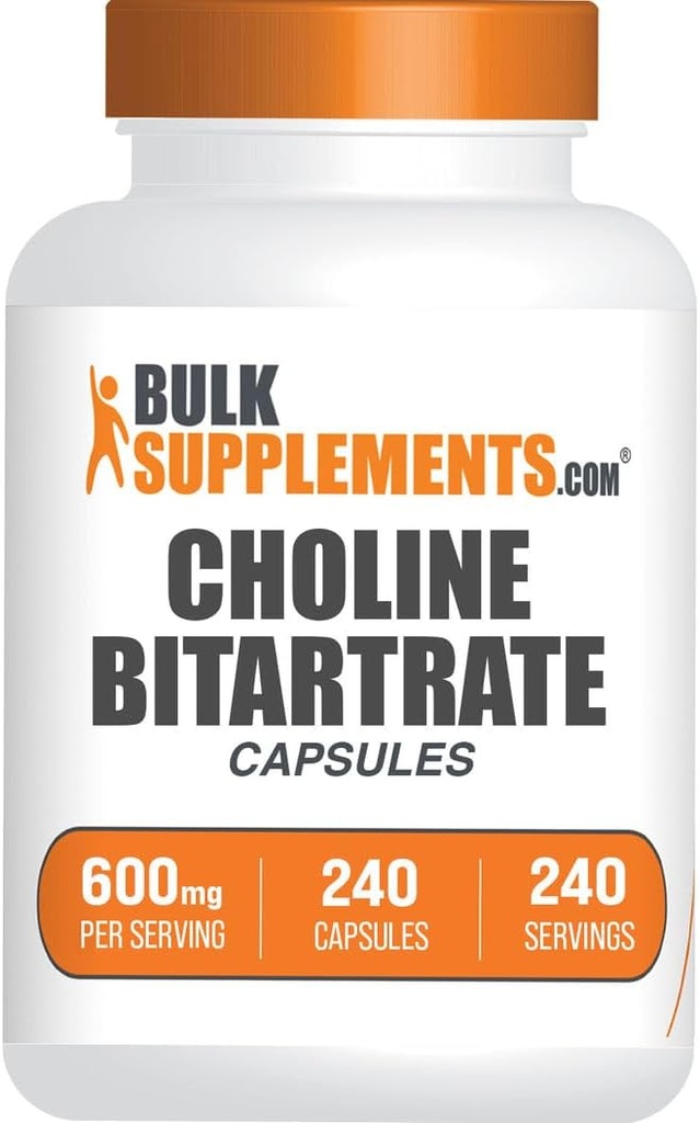 BulkSupplements.com Choline Bitartrate Capsules - Choline Συμπληρώματα, ως Choline L-Bitartrate - Choline 600mg, 2 Κάψουλες ανά Σερβίρισμα, 240 Κάψουλες (Pack of 1)