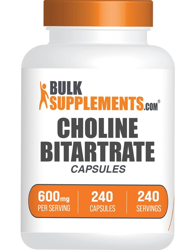 BulkSupplements.com Choline Bitartrate Capsules - Choline Supplements, Choline L-Bitartrate - Choline 600 mg, 2 Capsules in 1)