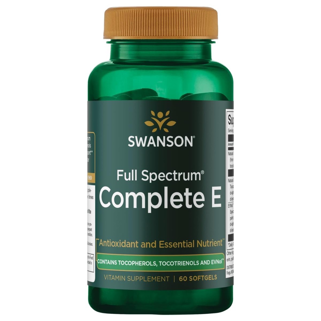 Swanson Full Spectrum Vitamin E tocotrienols ile - Kalp Sağlığı ve Hücre Sağlığı Desteğini teşvik - Genel Sağlık Için Doğal Supplement - (60 Softgels)
