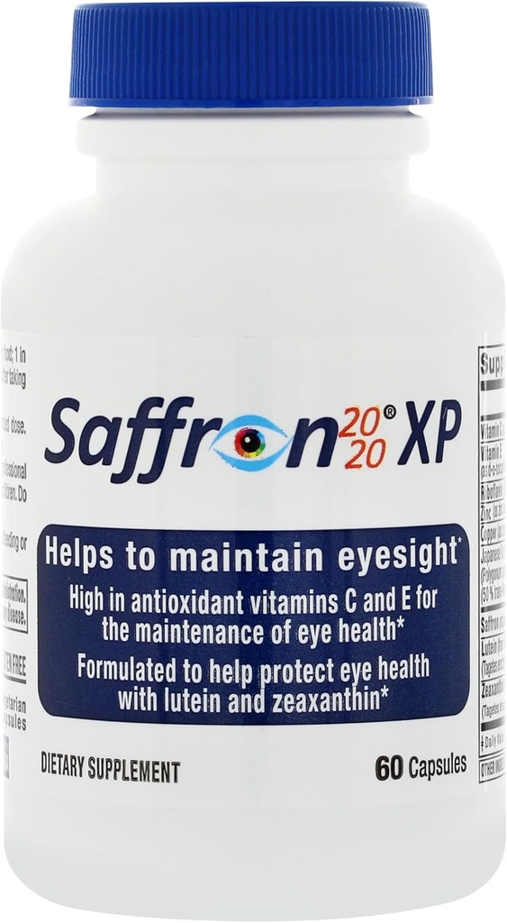 Saffron 2020-XP Supplement with Saffron, Resveratrol, Vitaminler ve Mineraller, Zeaxanthin ve Lutein -60 Vegetarian Capsules