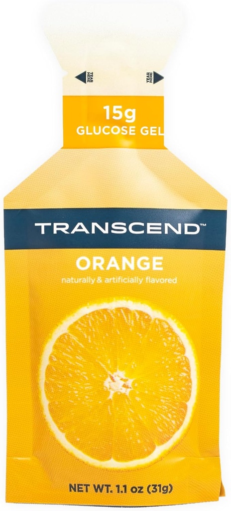 Transcend Foods Πορτοκαλί Gel (1.1 oz, Pack of 24) Γέλη Πορτοκαλί Gel ταχείας δράσης – Χωρίς καφεΐνη, Χωρίς γλουτένη